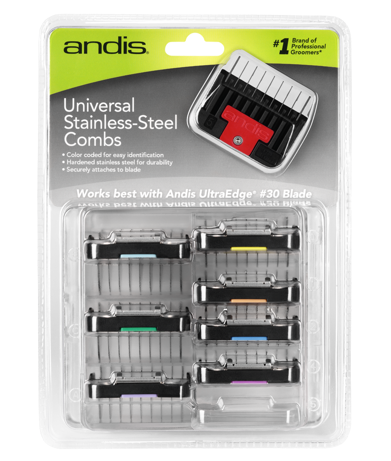 Andis Comb Universal Stainless-Steel - 8 Piece Set