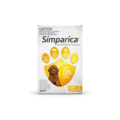 Simparica 5mg 1.3 - 2.5kg (Yellow) 3 Pack