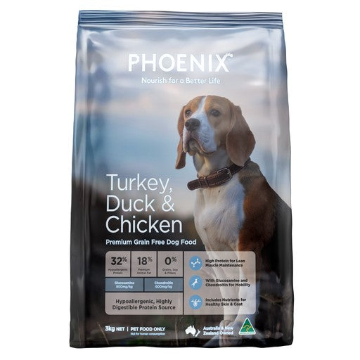 Phoenix Adult Turkey, Duck & Chicken Grain Free Dog Food | NSW Australia