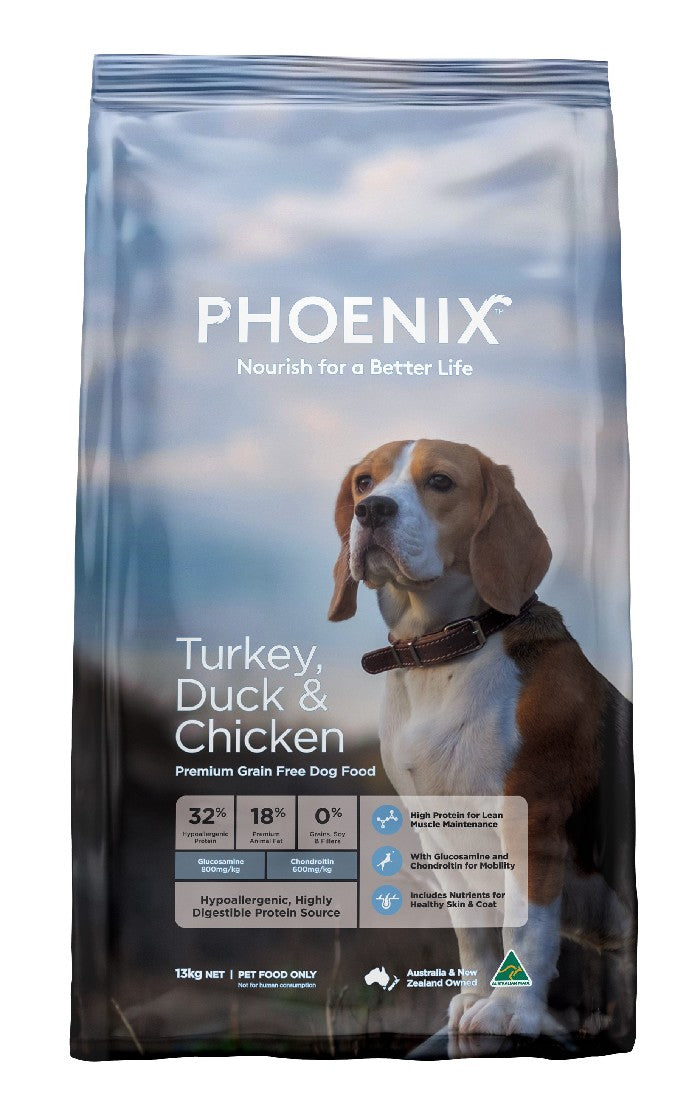 Phoenix Adult Turkey, Duck & Chicken Grain Free Dog Food | NSW Australia