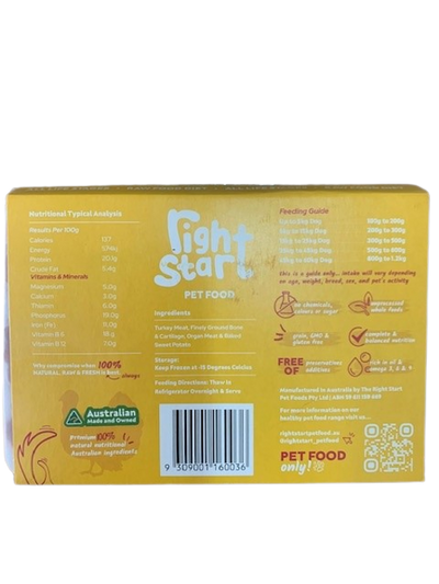 The Right Start Petfood Turkey For Dogs 500G *Available in store or local delivery only