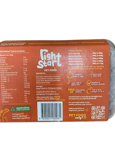 The Right Start Petfood Beef For Dogs 500G *Available in store or local delivery only