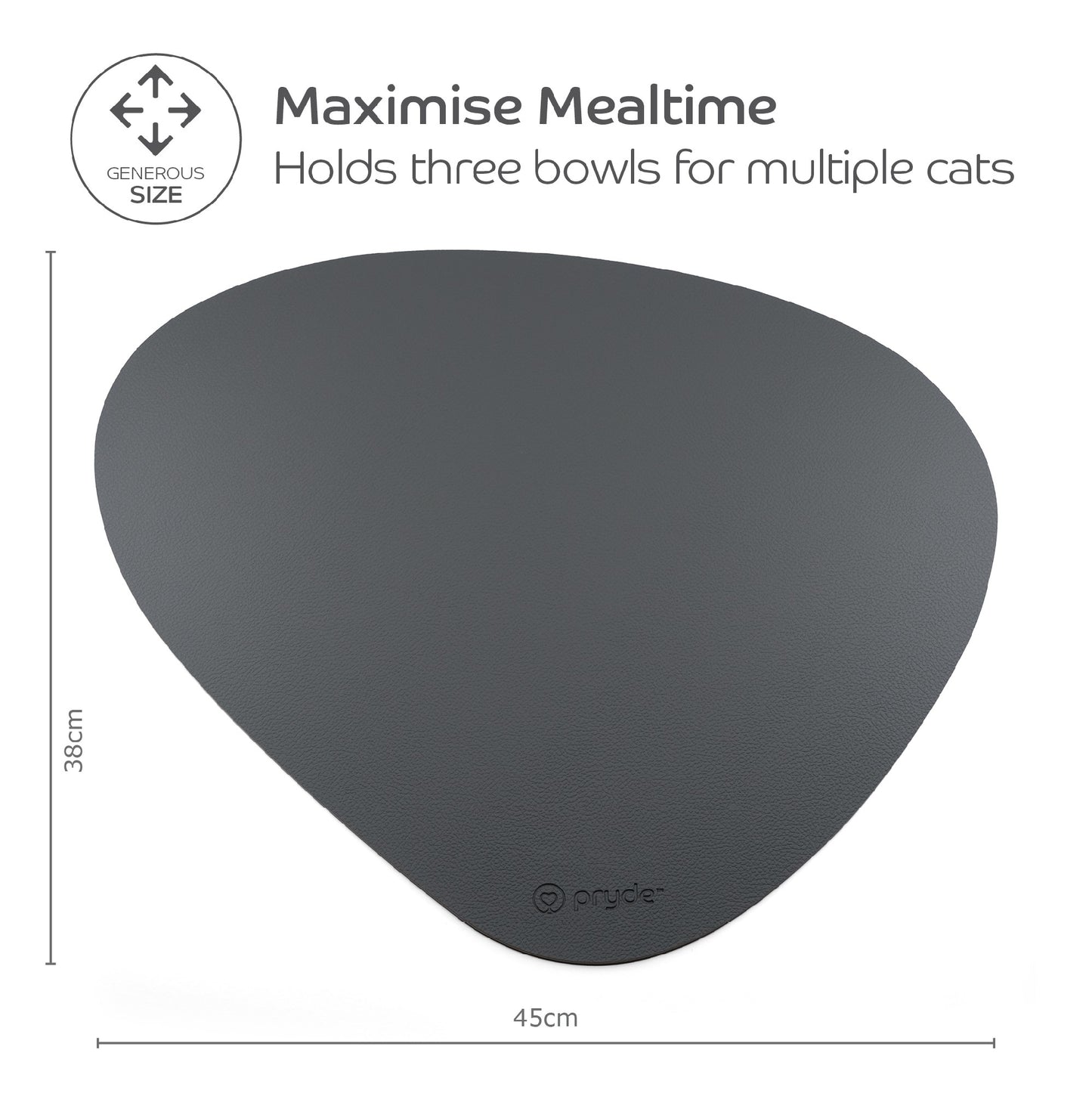 Pryde Pets Reversible Cat Dining Mat Charcoal / Oatmeal