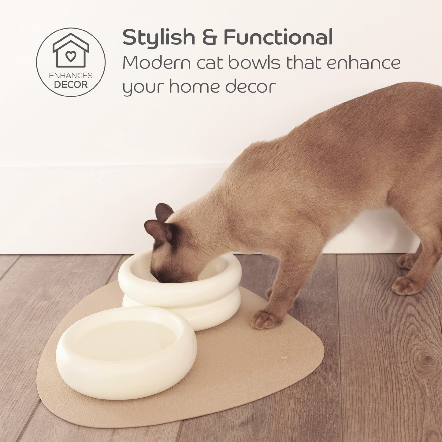 Pryde Pets Ceramic Dining Bowl - Elevated Eggshell