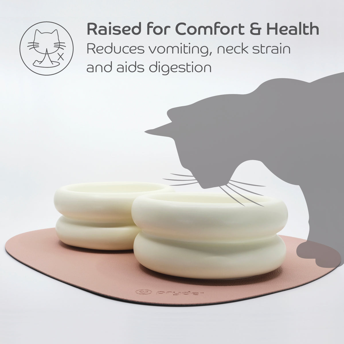 Pryde Pets Ceramic Dining Bowl - Elevated Eggshell