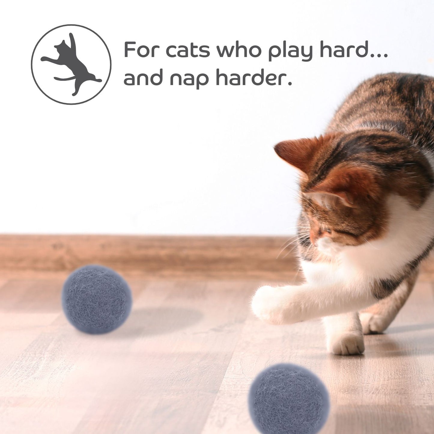 Pryde Pets Claw-some Felt Wool Balls (Set of 5) Charcoal / Oatmeal