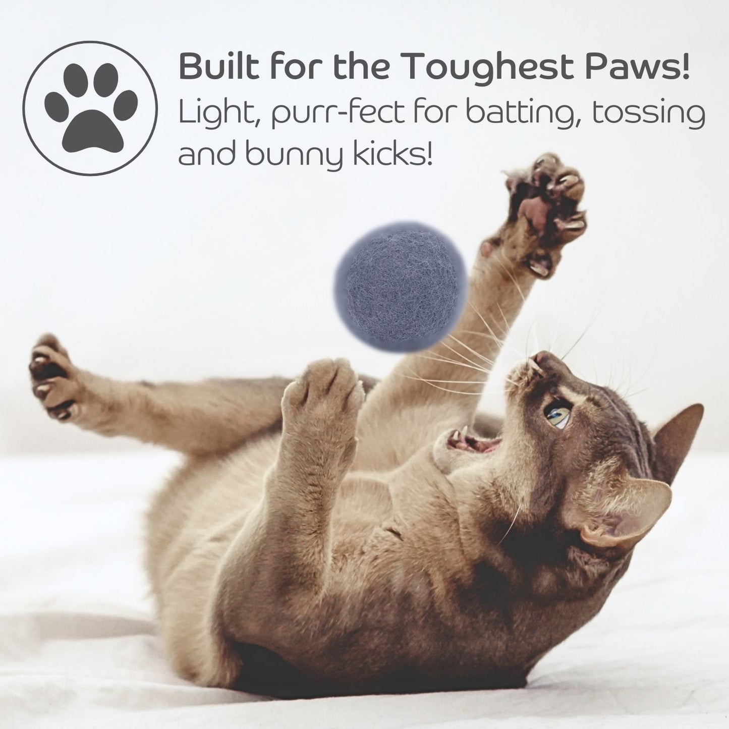 Pryde Pets Claw-some Felt Wool Balls (Set of 5) Charcoal / Oatmeal