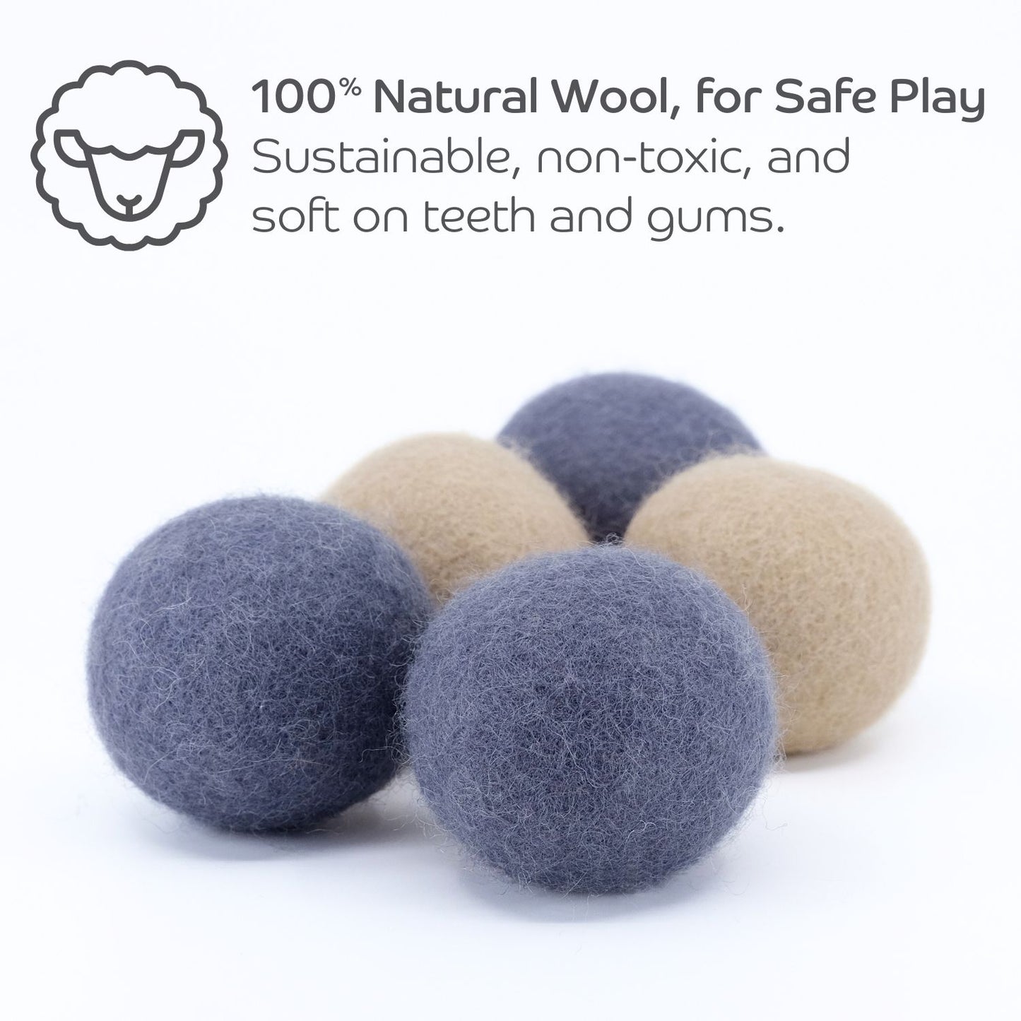 Pryde Pets Claw-some Felt Wool Balls (Set of 5) Charcoal / Oatmeal