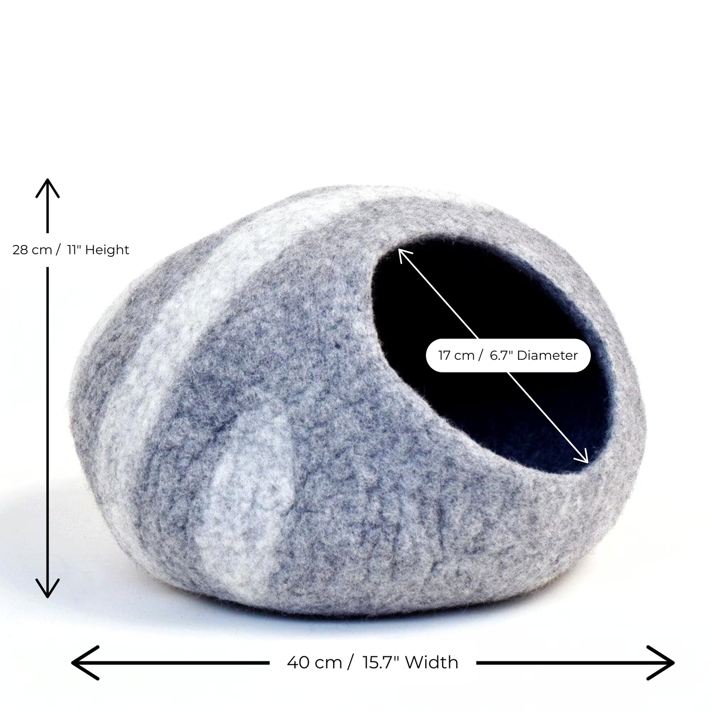 Pryde Pets Handmade Felt Cat Cave Light Grey