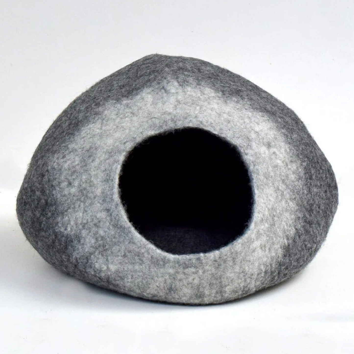 Pryde Pets Handmade Felt Cat Cave White Grey Ombre