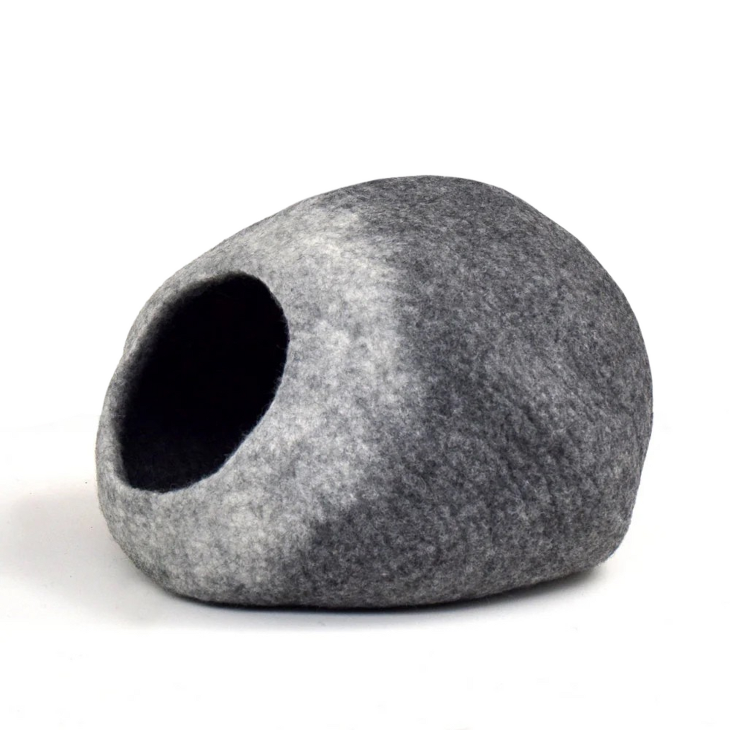 Pryde Pets Handmade Felt Cat Cave White Grey Ombre