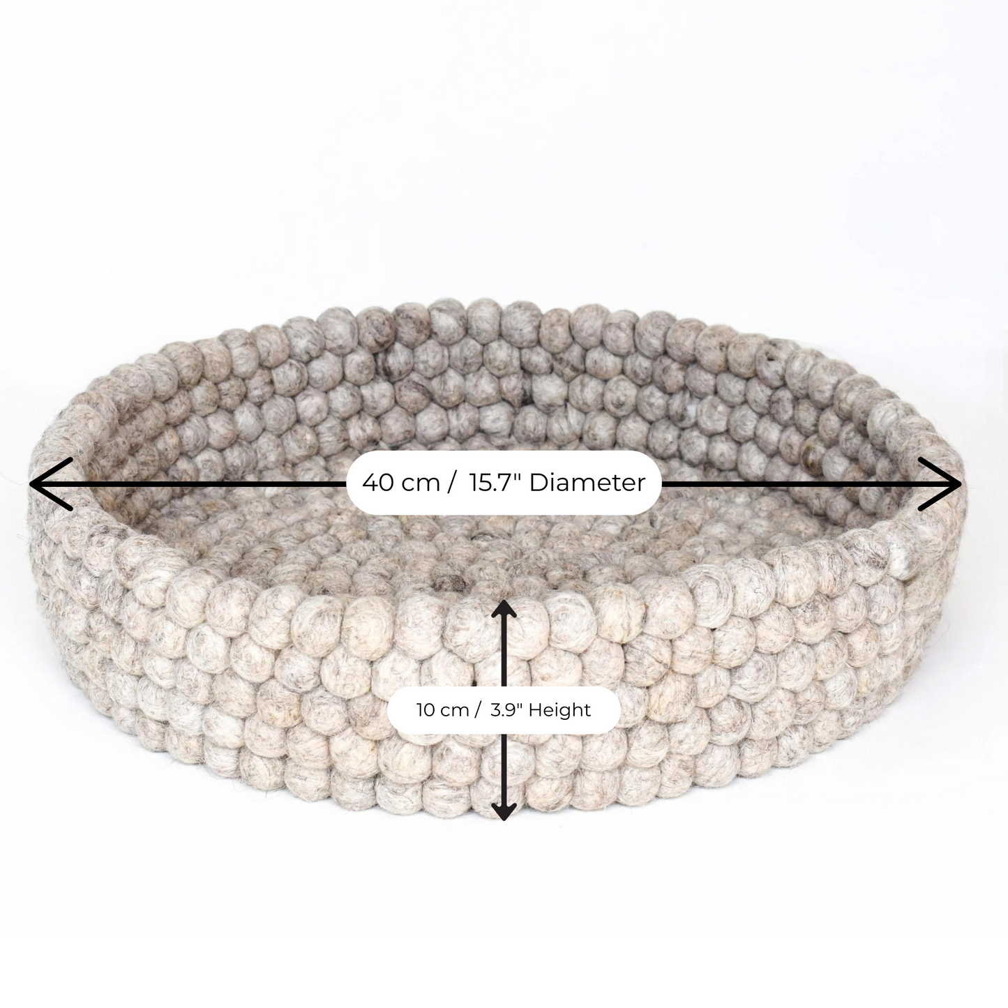 Pryde Pets Handmade Felt Ball Bed Sandstone