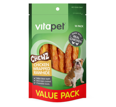 Vitapet Rawhide Spiral Chicken Wrapped 18pc