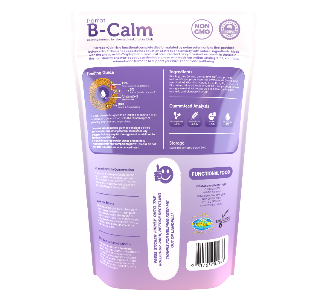 Vetafarm B Calm Parrot pellets 350g
