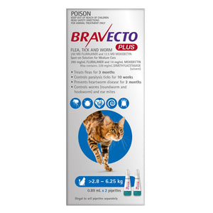 Bravecto Plus for Cat 2.8-6.25kg 2 pack