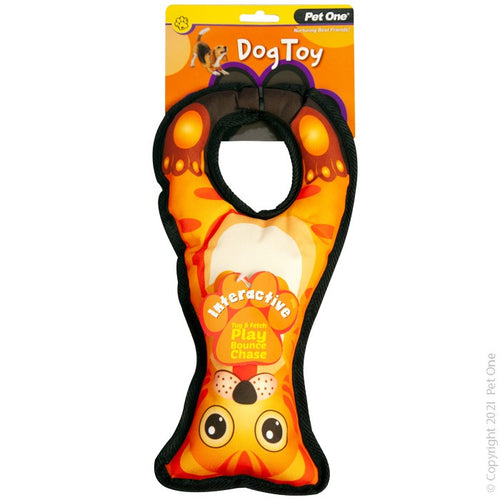 Pet One Dog Toy Interactive Squeaky Tug Ring Cat Orange 32cm