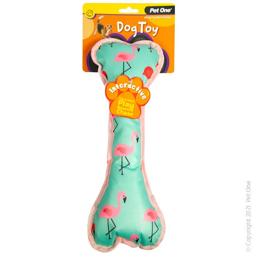 Pet One Dog Toy Interactive Squeaky Flamingo Bone 35cm