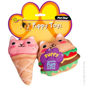 Pet One Dog Toy Puppy Fast Food Assorted 2pcs set