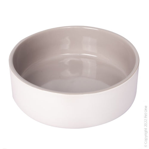 Ceramic Pet Bowl Grey/White 19.5cm 1300ml