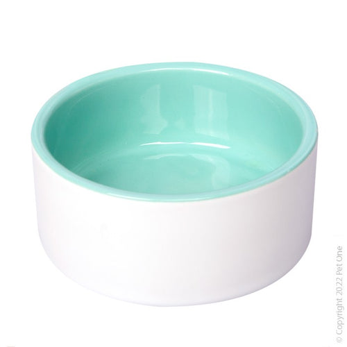 Ceramic Pet Bowl Green/White 8.7cm 100ml