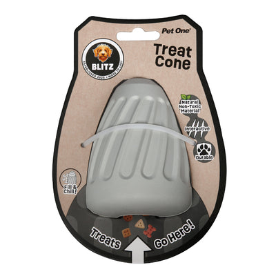 Dog Toy Blitz Rubber Treat Cone Grey M