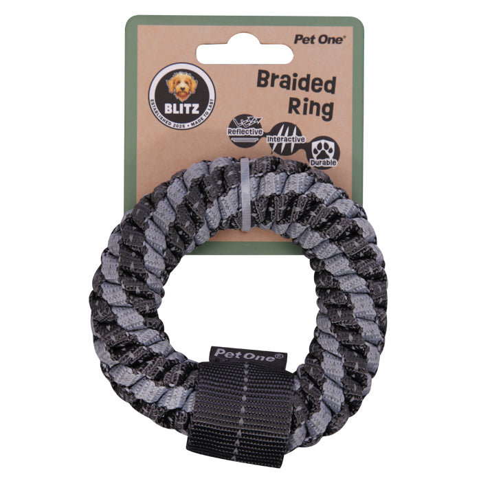 Pet One Dog Toy Blitz Braided Ring Grey XS