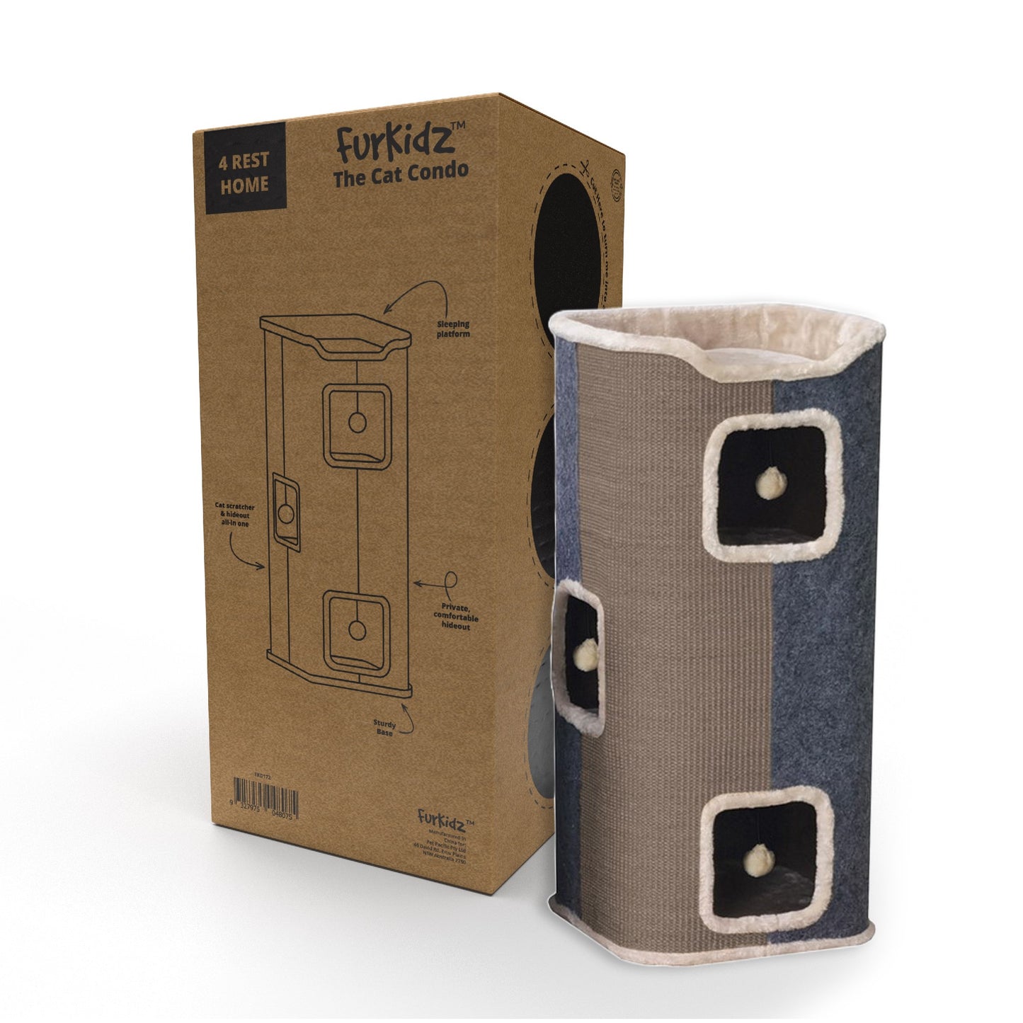 Furkidz The Cat Condo 4 Rest Home 38 x 38 x 82cm