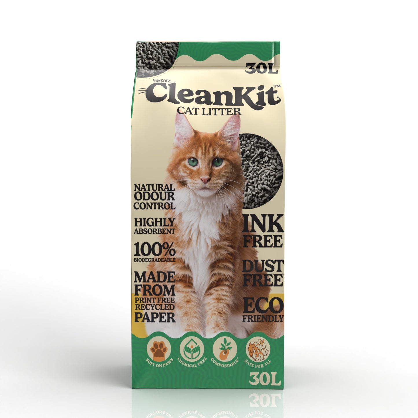 FurKidz Paper Pellet Cat Litter 30ltr Bag