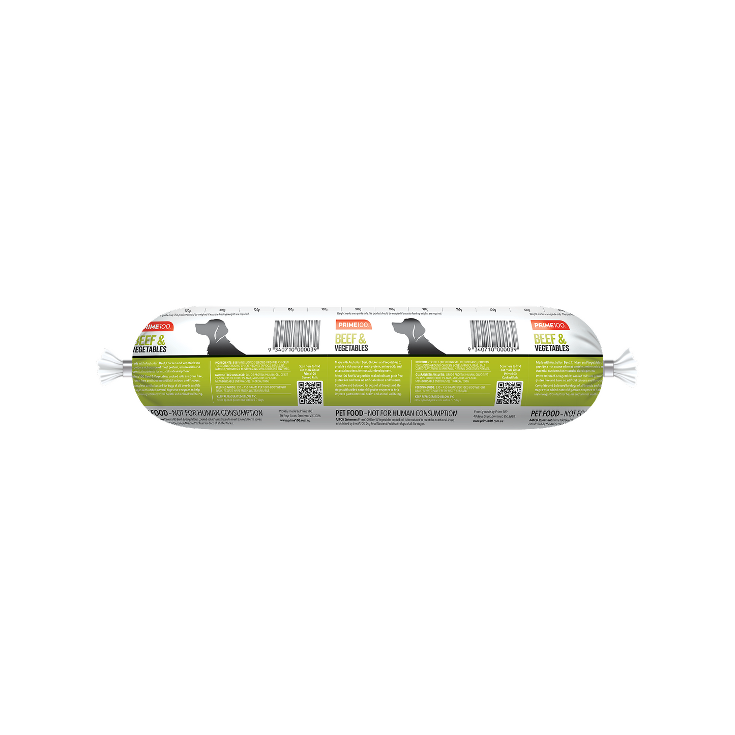Prime 100 Beef & Vegetables Roll 1kg *Available for Instore Pickup or Local Delivery Only*