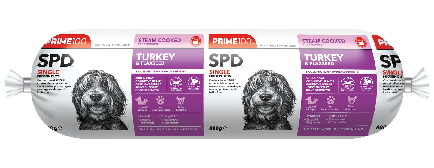 Prime 100 Turkey and Flaxseed Roll 800g *Available for In Store Pick Up *