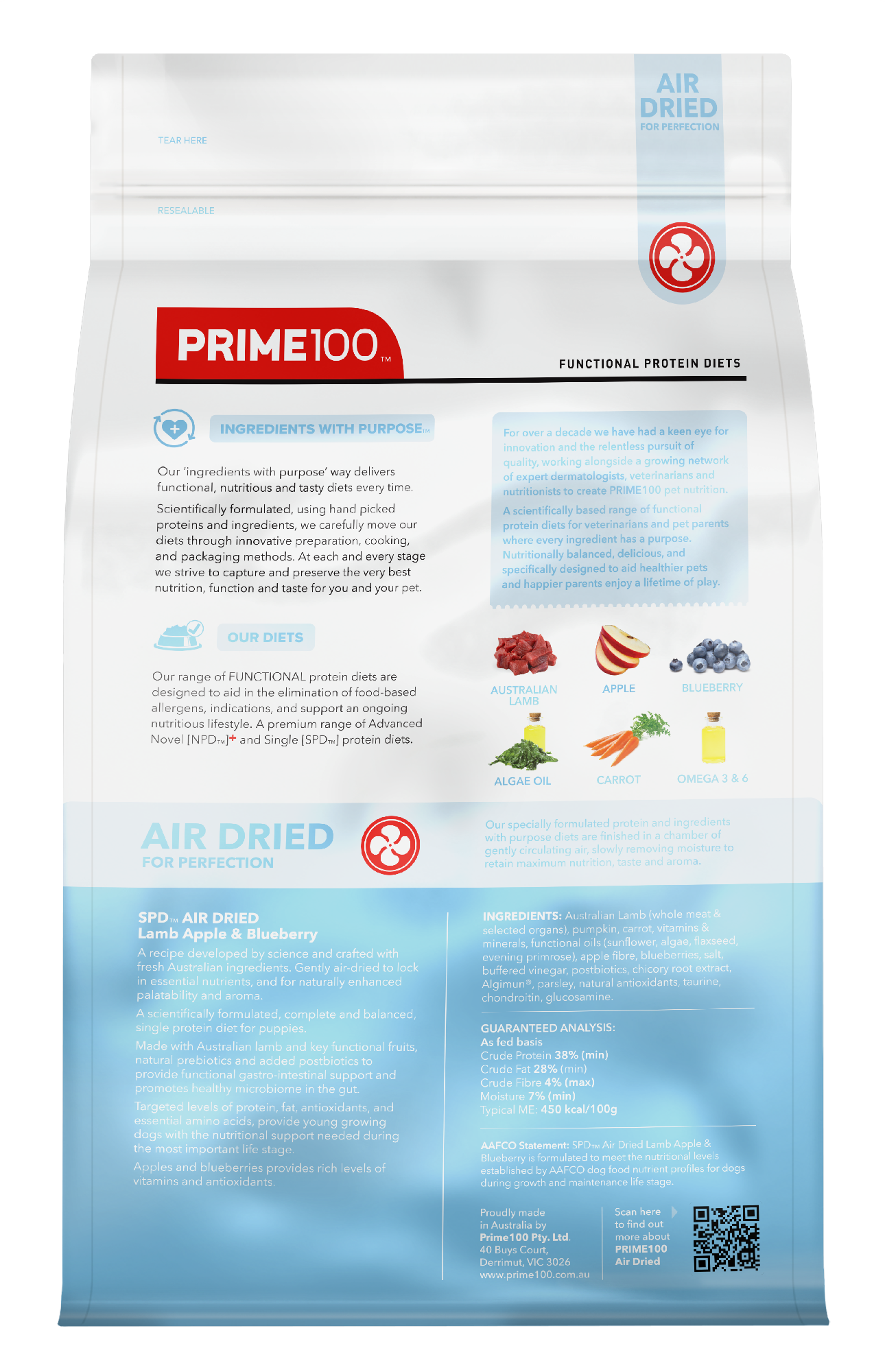 SPD Lamb Apple & Blueberry Puppy Air Dried 2.2kg