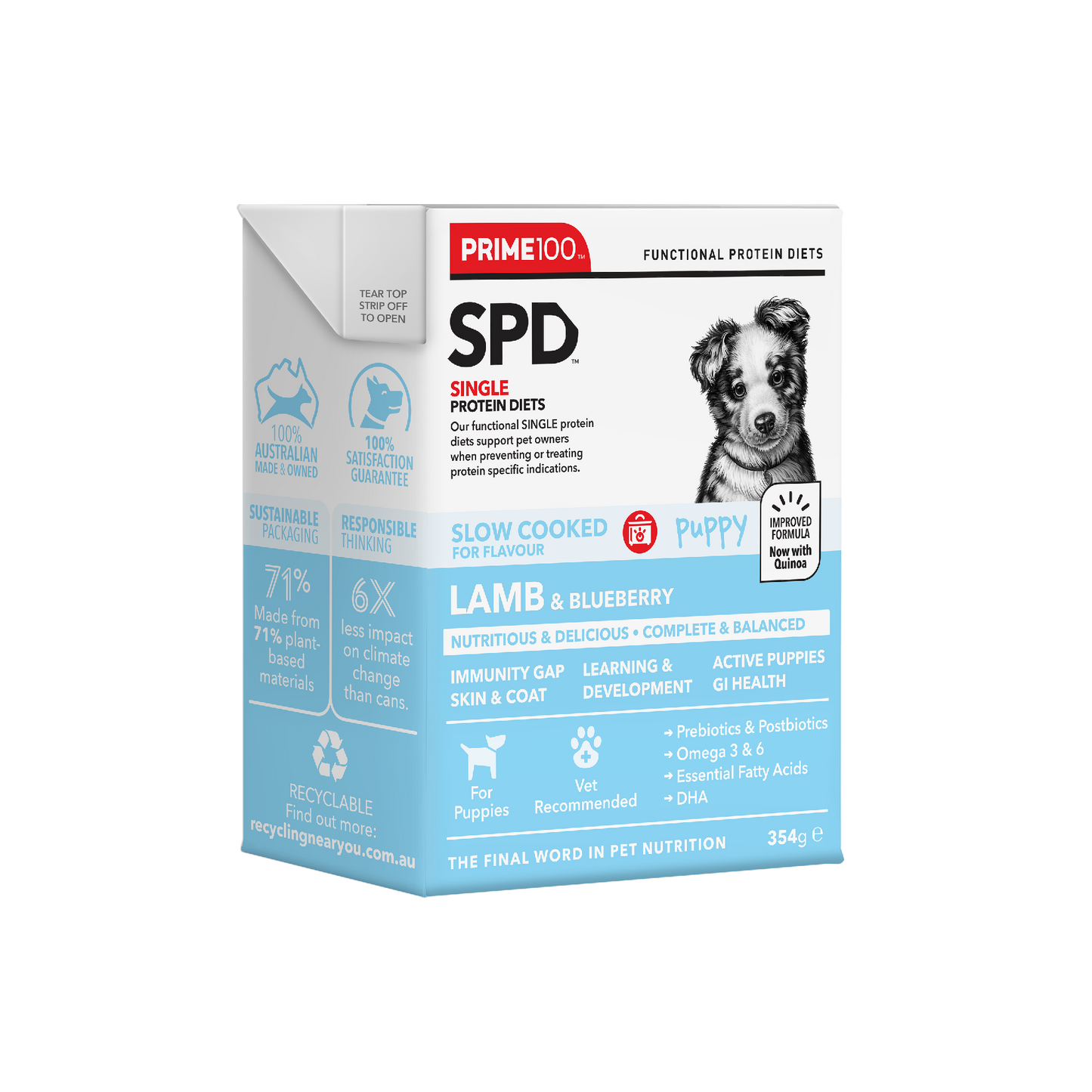 Prime 100 SPD Lamb & Blueberry Puppy Slow Cooked 354g