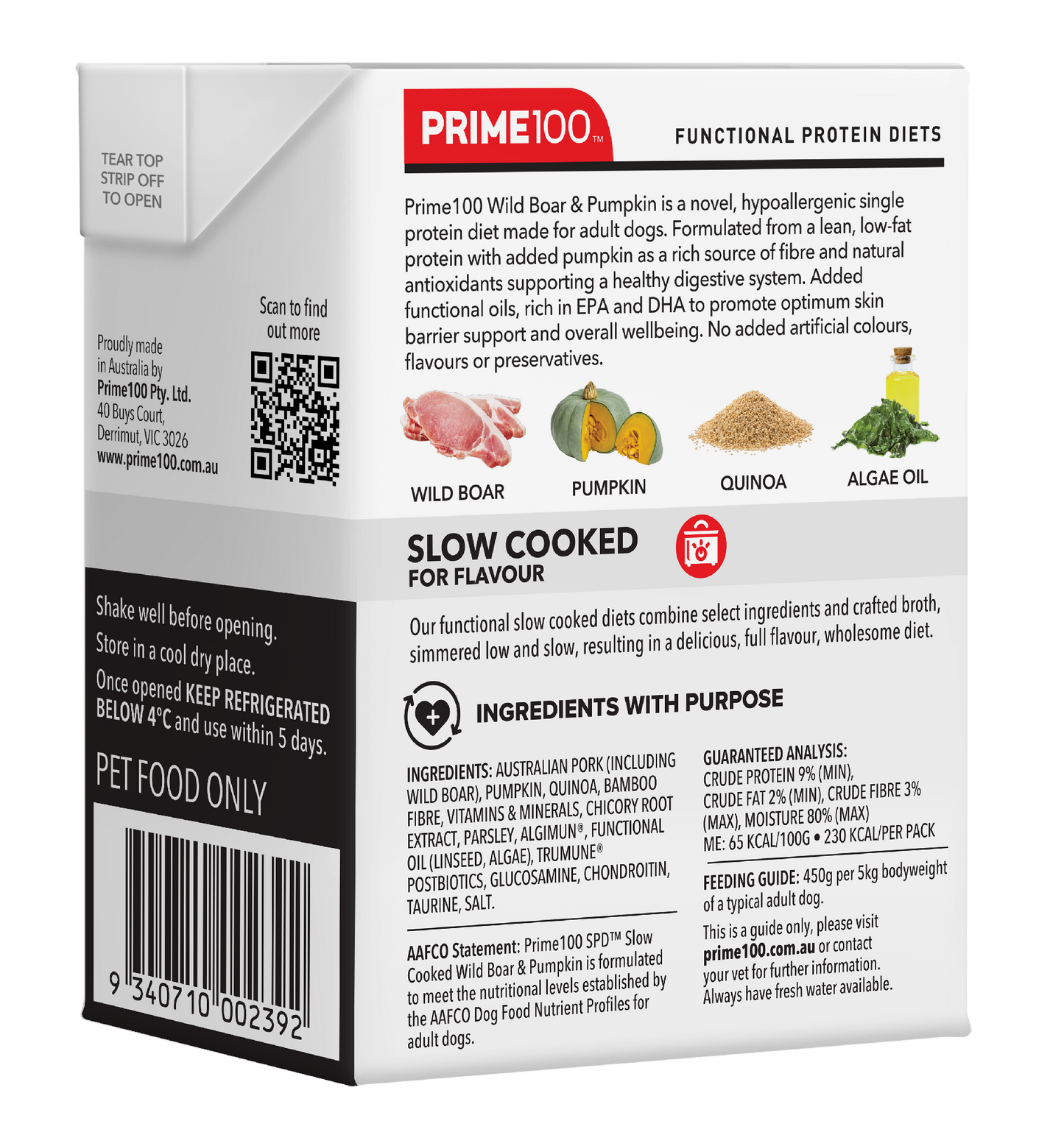 Prime 100 SPD Wildboar & Pumpkin Slow Cooked 354g
