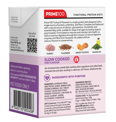 Prime 100 SPD Turkey & Flaxseed Slow Cooked 354g