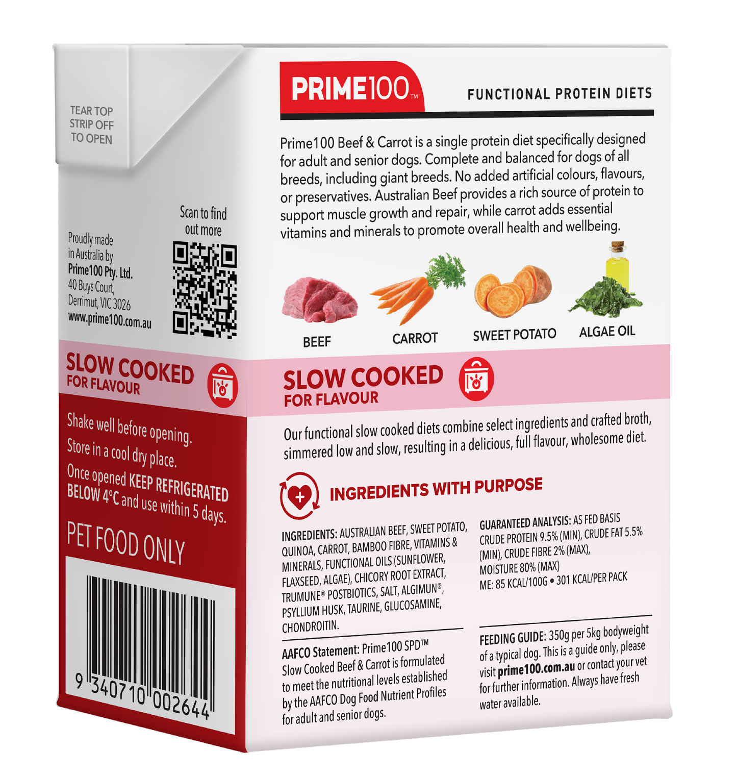 Prime 100 SPD Beef & Carrot Slow Cooked 354g