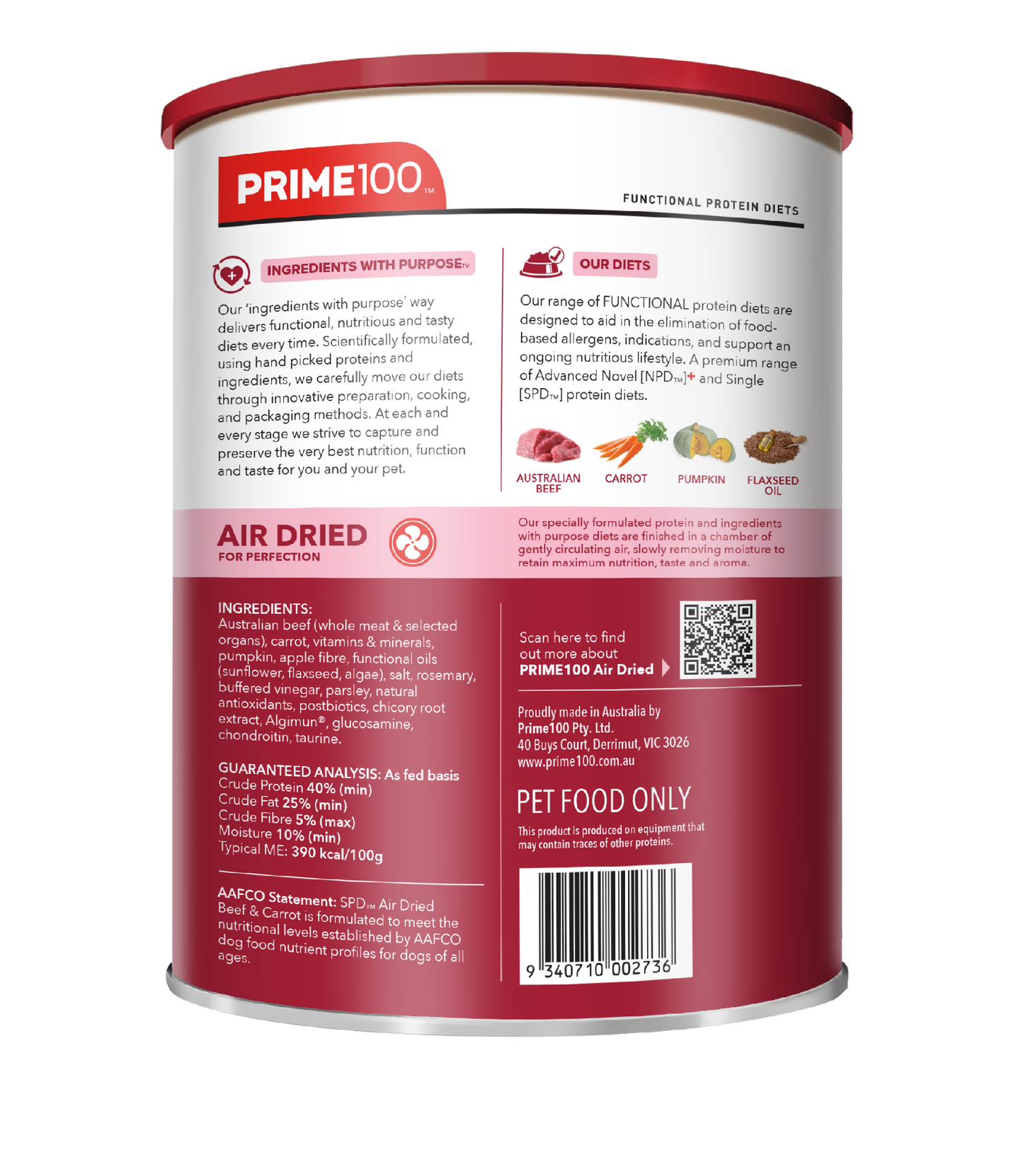 SPD Beef & Carrot Air Dried 600gm