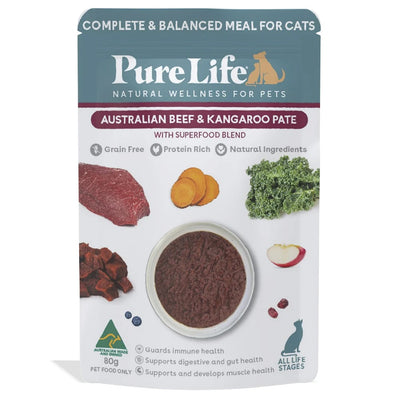 Pure Life Adult Cat Roo & Beef 80g Pouch