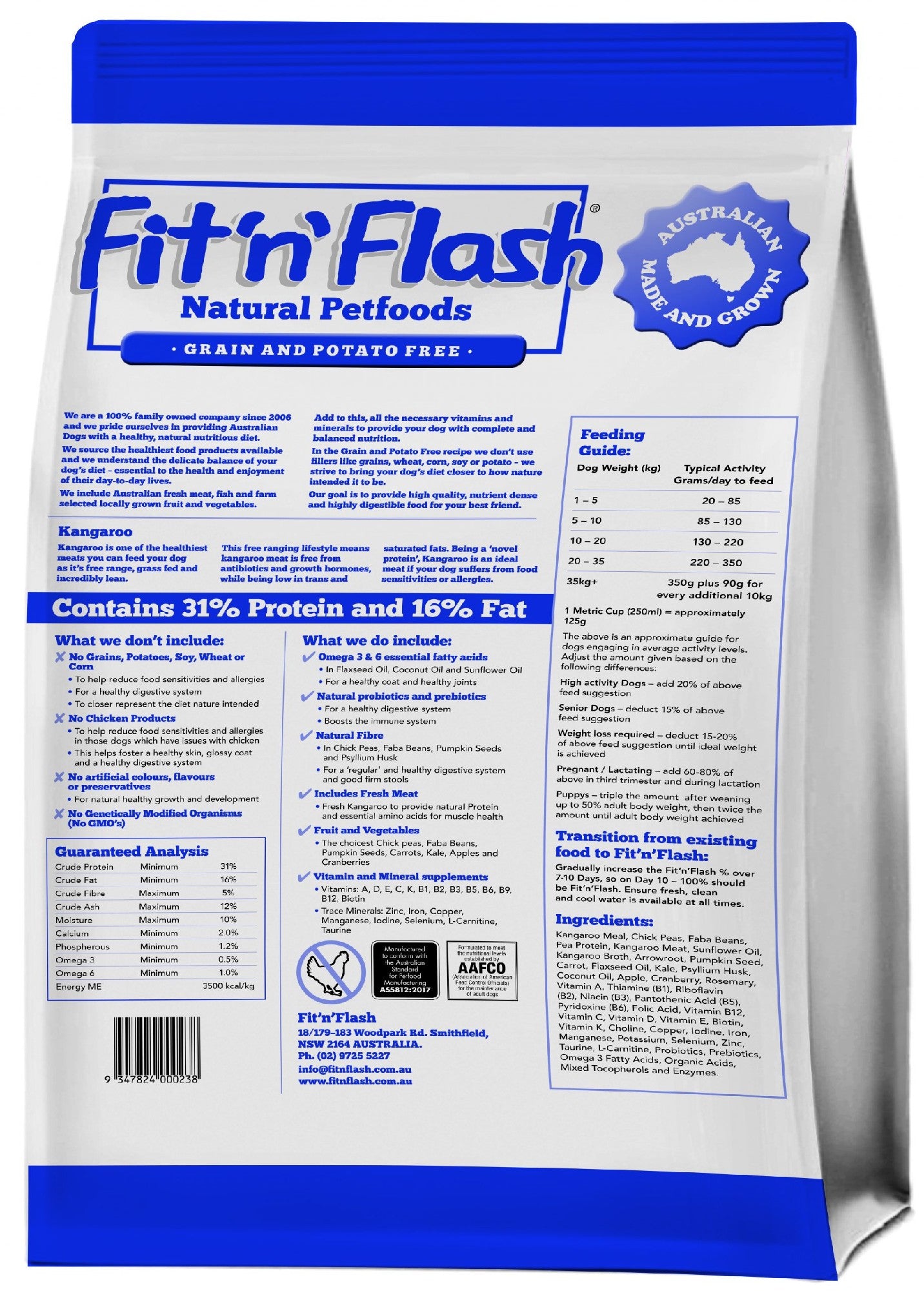 Fit & Flash Grain Free Kangaroo formula 2kg