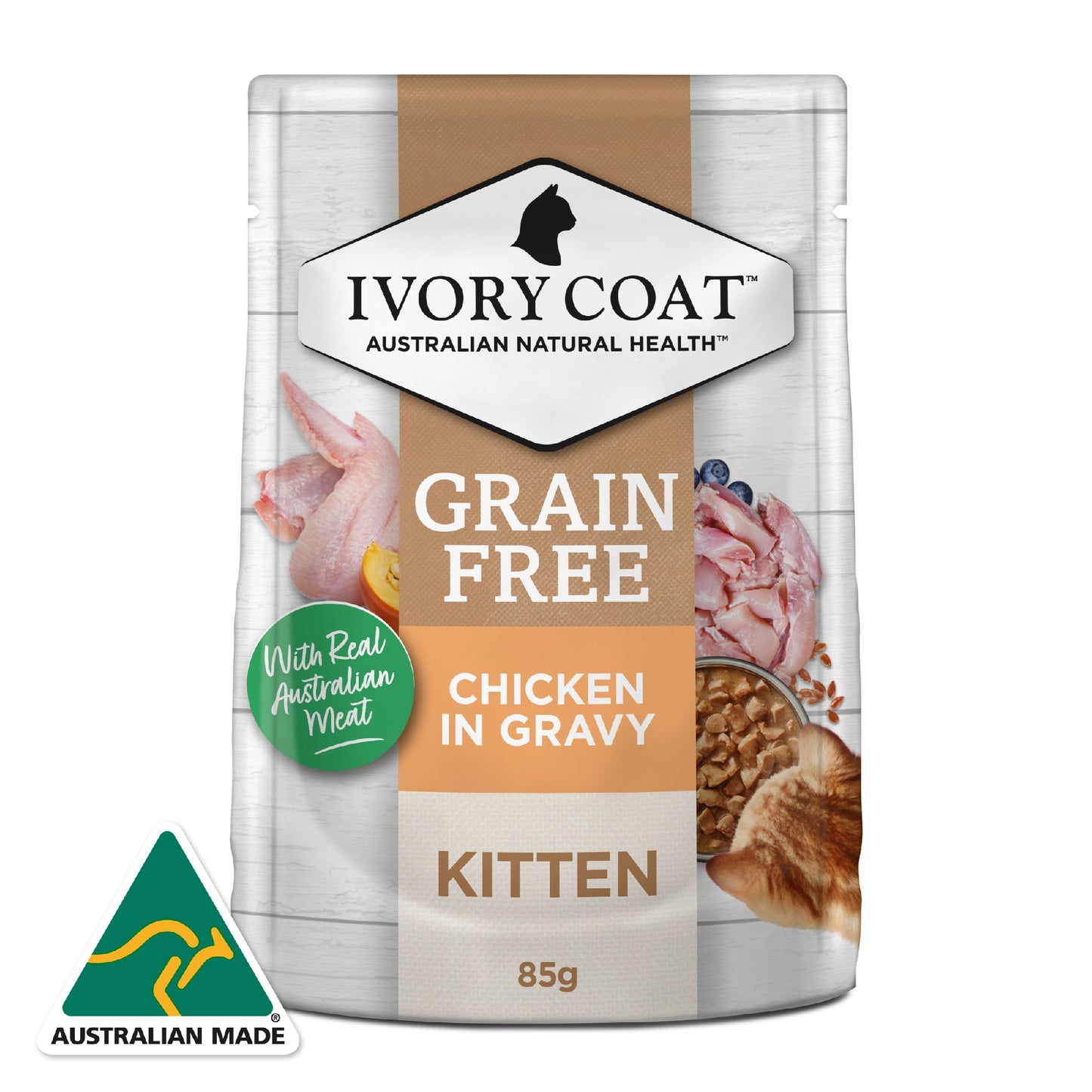 Ivory Coat Cat Kitten Chicken & Gravy pouch 85g