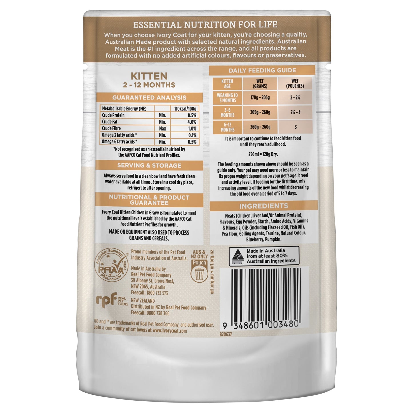Ivory Coat Cat Kitten Chicken & Gravy pouch 85g
