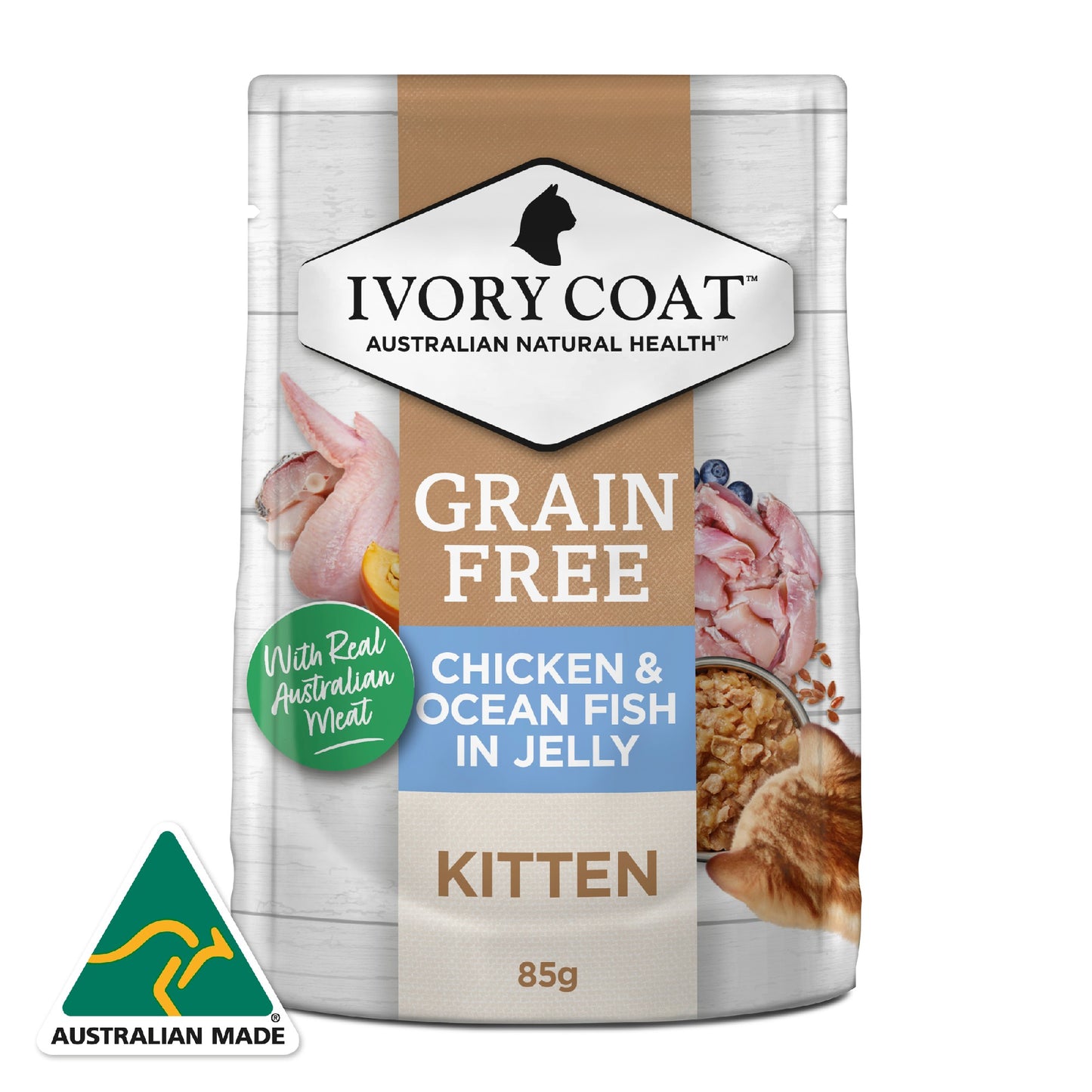 Ivory Coat Cat Kitten Chicken & Oceanfish Gravy 85g