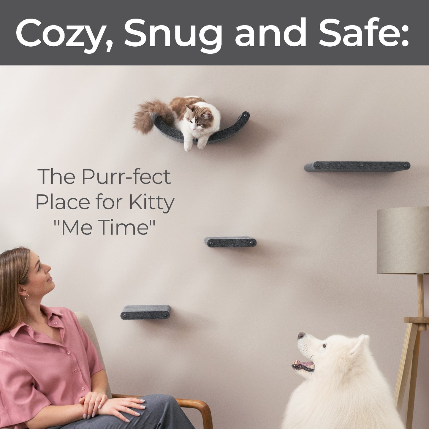 Pryde Pets Cat Climber Set of 4 Shelves Charcoal