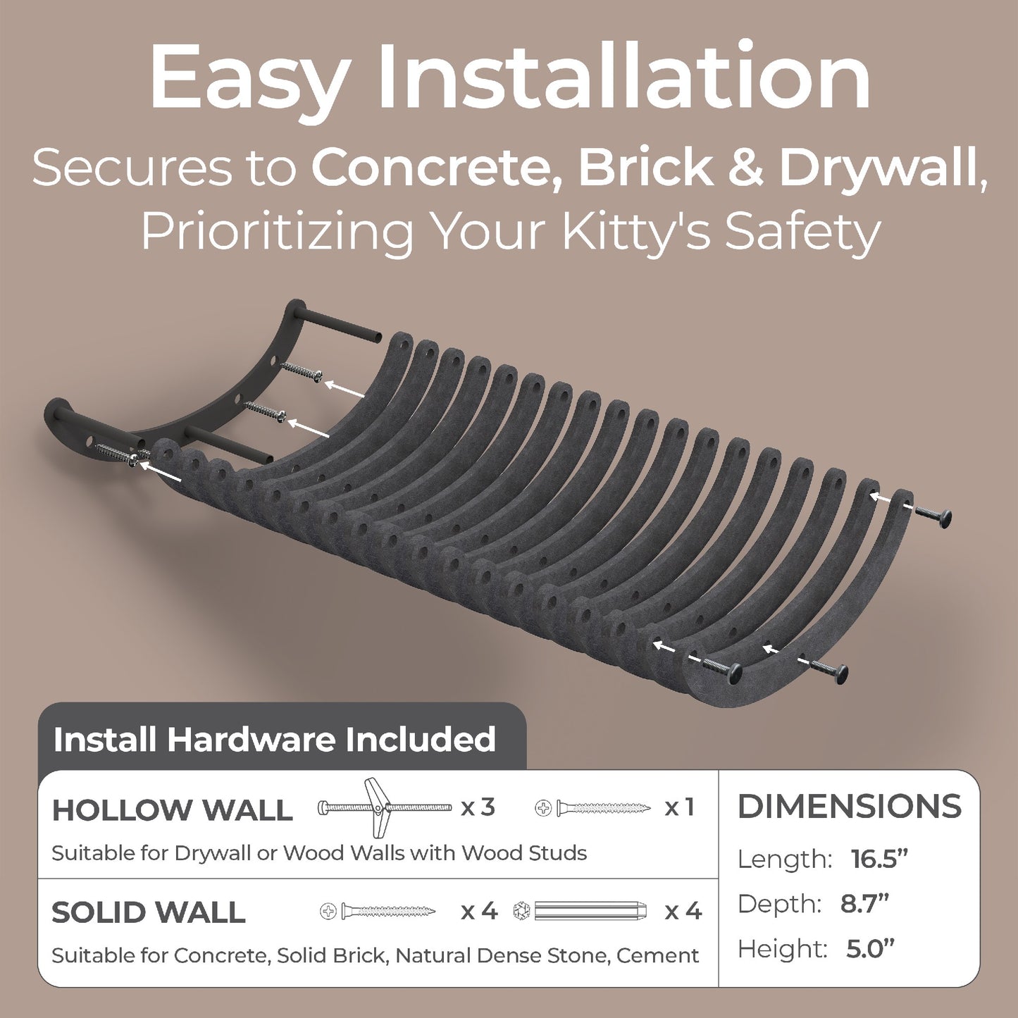 Pryde Pets Cat Climber Curved Shelf Charcoal
