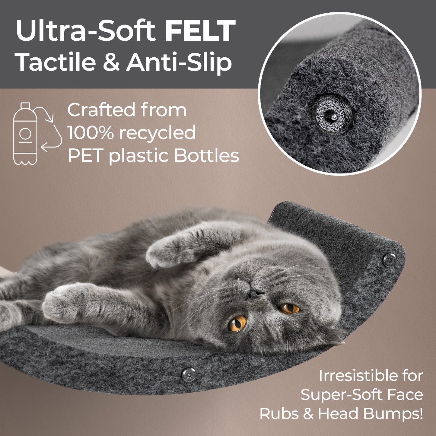 Pryde Pets Cat Climber Curved Shelf Charcoal