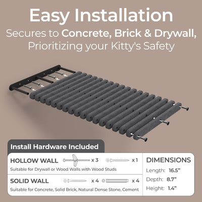 Pryde Pets Cat Climber Long Shelf Charcoal