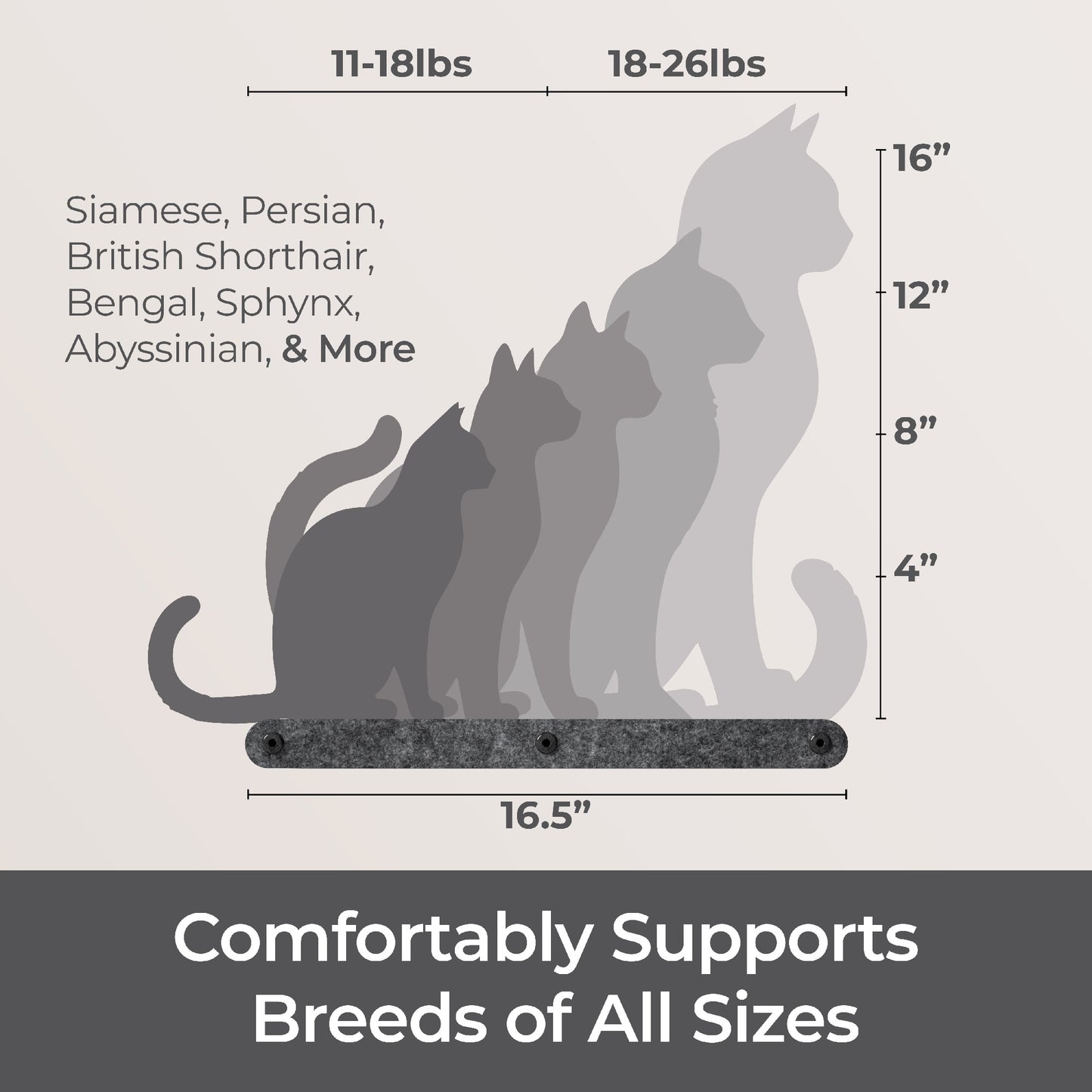 Pryde Pets Cat Climber Long Shelf Charcoal