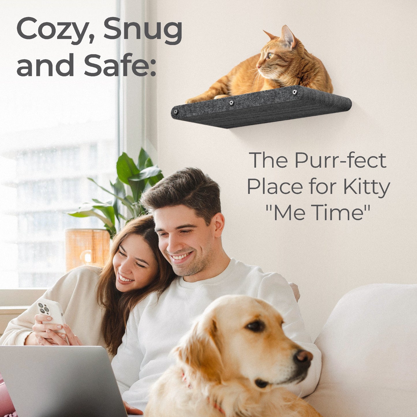 Pryde Pets Cat Climber Long Shelf Charcoal