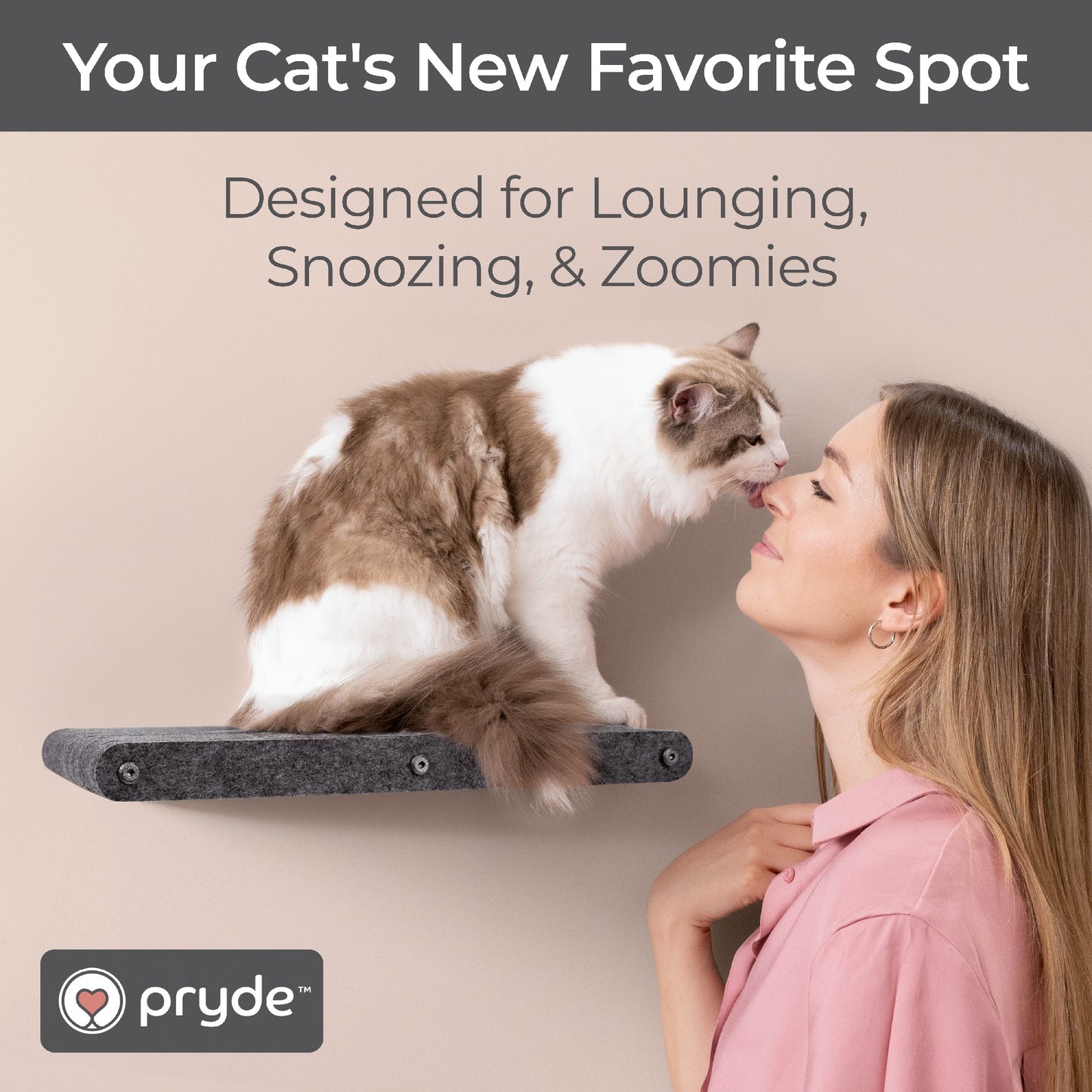 Pryde Pets Cat Climber Long Shelf Charcoal