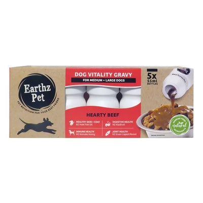 Earthz Pet Vitality Gravy Dog Med-Lrg Beef 5 x 55ml