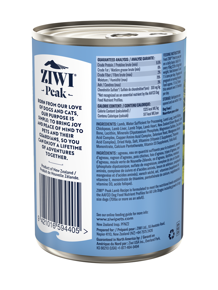 Ziwi Peak Dog Lamb Can 390g